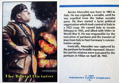 Benito Mussolini Terrorist Attack Trading Card